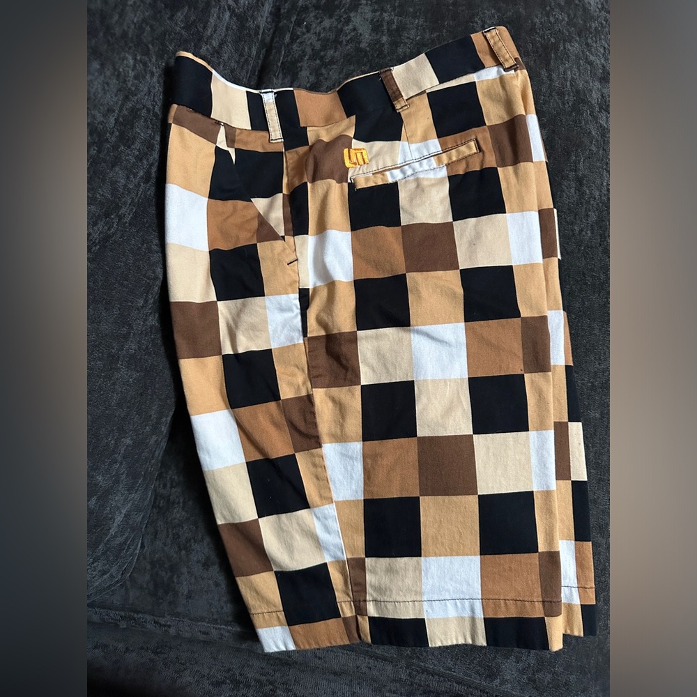 Loudmouth Heritage Checkered Color Block Golf Casual Shorts Size 36